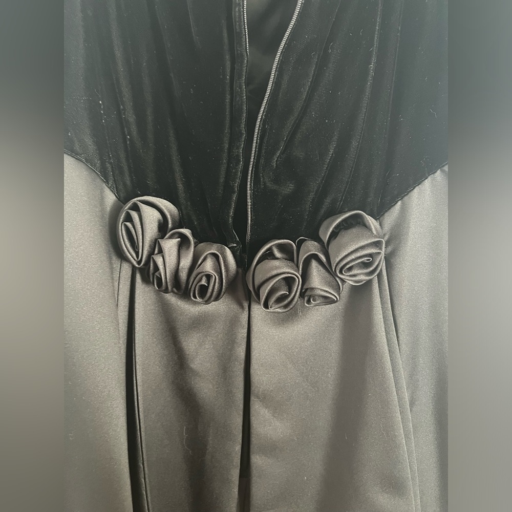 Solid Black and velvet Prom Dress - Picture 3 of 5